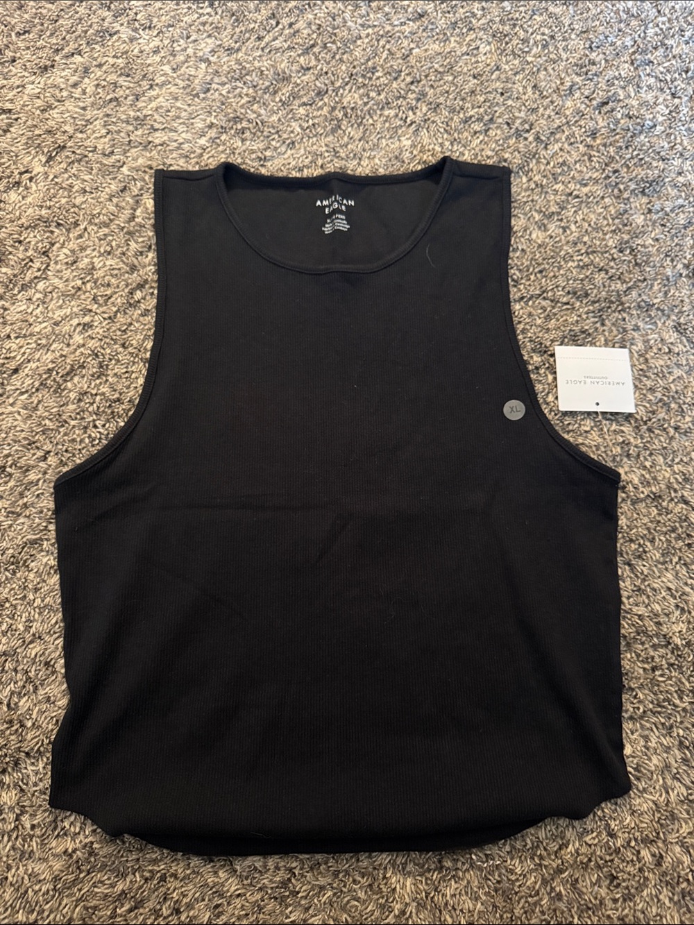 American Eagle Black Ribbed Muscle Tank